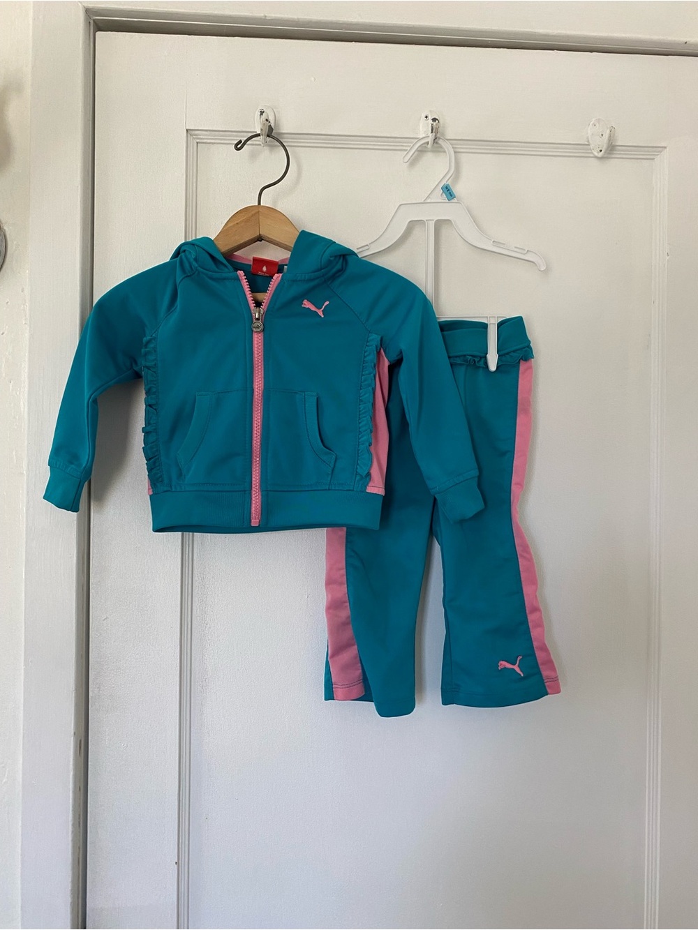 Puma Teal and Pink Toddler Zip Hoodie